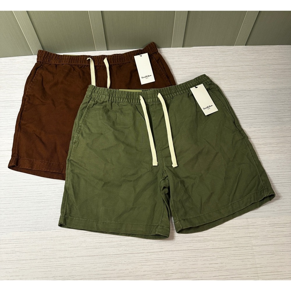 Goodfellow & Co Mens Vintage Shorts 7in Inseam Green Brown Bundle Size M